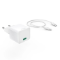 Chargeur mural Hama - Puissance 20 W - USB-C - Câble de 1 m - Alimentation - Qualcomm - Blanc