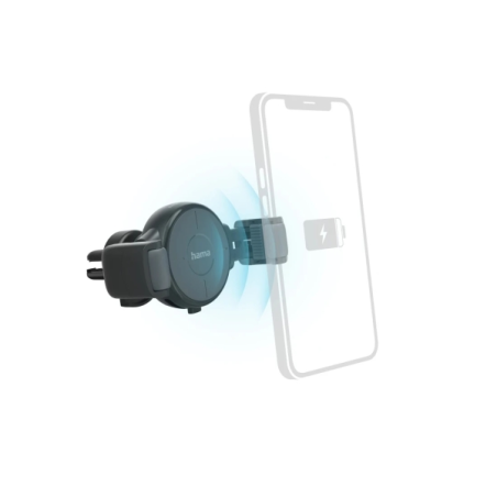 Support de chargeur de voiture Hama FC10 Flex-Set - Puissance 10 W - USB-C - Charge rapide - Antidérapant - Gris