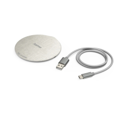 Chargeur sans fil Hama QI-FC10 en métal - Puissance 10 W - USB-C - Indicateur LED - Charge rapide - Blanc