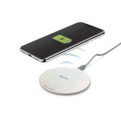 Chargeur sans fil Hama QI-FC10 en métal - Puissance 10 W - USB-C - Indicateur LED - Charge rapide - Blanc