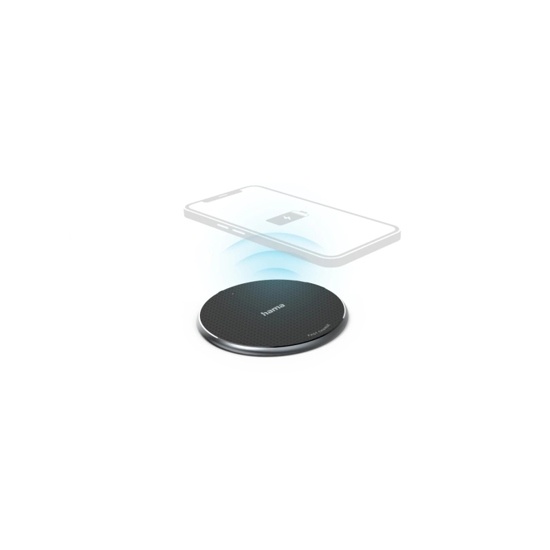 Chargeur sans fil Hama QI-FC10 - Puissance 10 W - USB-C - Indicateur LED - Charge rapide - Noir