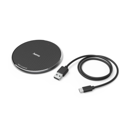 Chargeur sans fil Hama QI-FC10 - Puissance 10 W - USB-C - Indicateur LED - Charge rapide - Noir