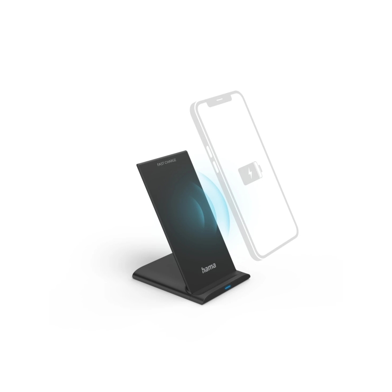Chargeur sans fil Hama QI-FC10S - Puissance 10 W - USB-C - Indicateur LED - Charge rapide - Noir