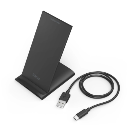 Chargeur sans fil Hama QI-FC10S - Puissance 10 W - USB-C - Indicateur LED - Charge rapide - Noir