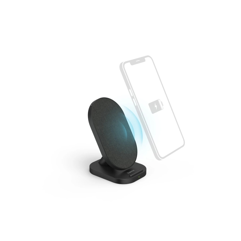 Chargeur sans fil Hama QI-FC10S-Fab - Puissance 10 W - USB-C - Indicateur LED - Charge rapide - 109 x 65 x 82 mm - Noir