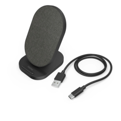 Chargeur sans fil Hama QI-FC10S-Fab - Puissance 10 W - USB-C - Indicateur LED - Charge rapide - 109 x 65 x 82 mm - Noir