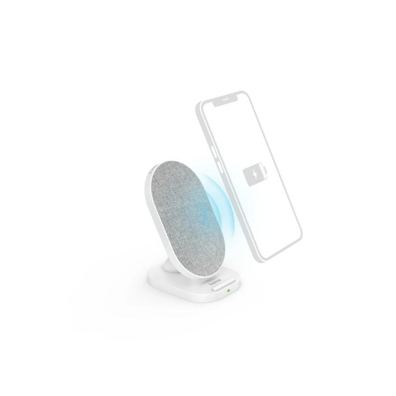 Chargeur sans fil Hama QI-FC10S-Fab - Puissance 10 W - USB-C - Indicateur LED - Charge rapide - Blanc