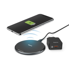 Chargeur sans fil Hama QI-FC10 - USB-C - Câble de 1 m - Charge rapide - Noir
