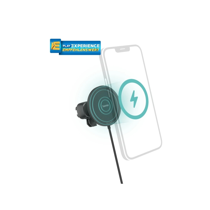 Support magnétique de voiture Hama Car FC15 avec chargeur - Puissance 15 W - USB-C - Charge rapide - Noir