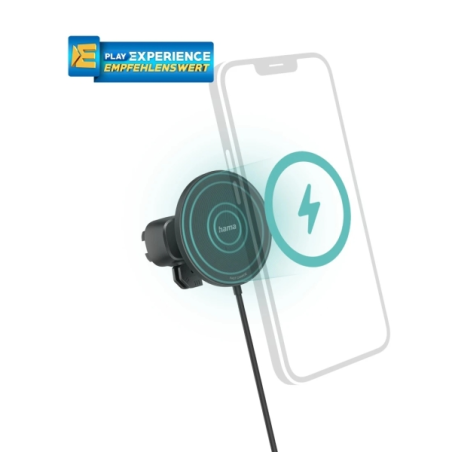 Support magnétique de voiture Hama Car FC15 avec chargeur - Puissance 15 W - USB-C - Charge rapide - Noir