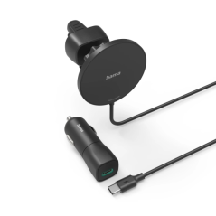 Support magnétique de voiture Hama Car FC15 avec chargeur - Puissance 15 W - USB-C - Charge rapide - Noir