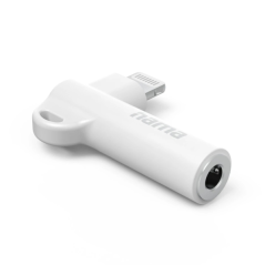 Adaptateur coudé Hama à 90° - Connecteur Lightning mâle vers jack 3,5 mm femelle - Blanc