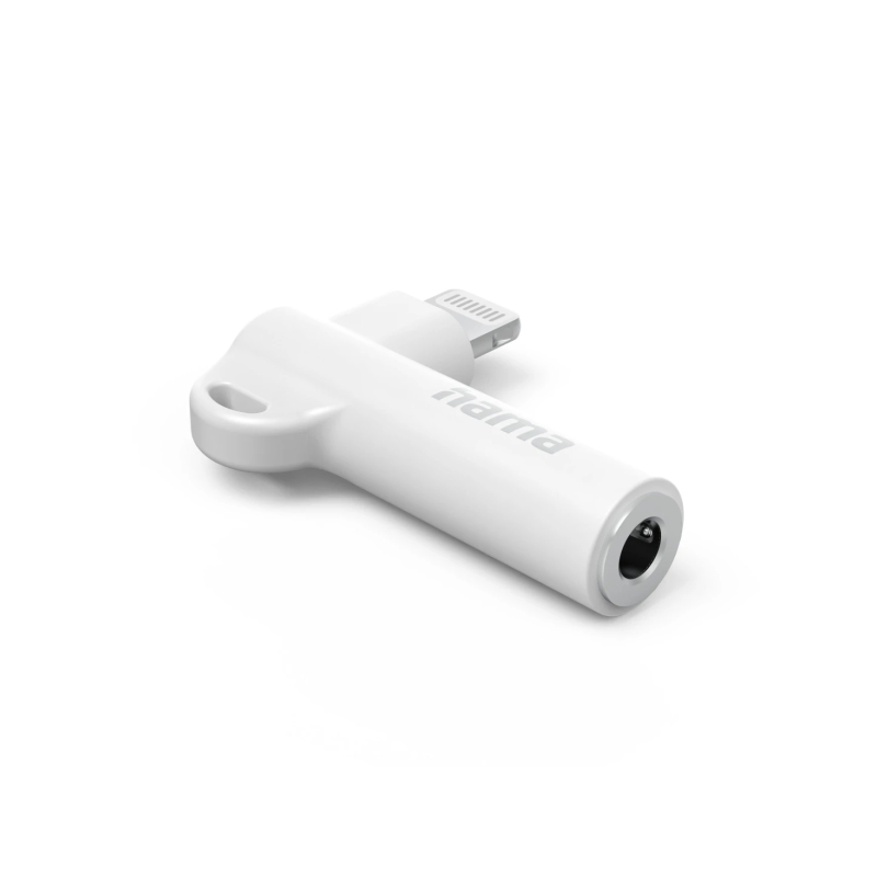 Adaptateur coudé Hama à 90° - Connecteur Lightning mâle vers jack 3,5 mm femelle - Blanc