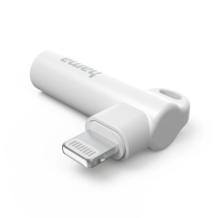 Adaptateur coudé Hama à 90° - Connecteur Lightning mâle vers jack 3,5 mm femelle - Blanc
