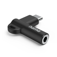 Adaptateur coudé Hama à 90° - USB-C mâle vers prise jack 3,5 mm femelle - Noir