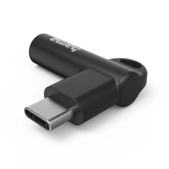 Adaptateur coudé Hama à 90° - USB-C mâle vers prise jack 3,5 mm femelle - Noir