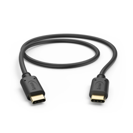 Câble USB-C mâle Hama - Puissance maximale 60 W - Longueur 0,5 m - Vitesse jusqu'à 480 Mbit/s - Plaqué or - Noir
