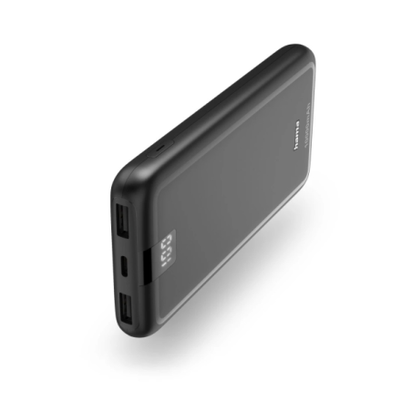 Batterie externe Hama 10 000 mAh - Lithium-polymère - USB-C - USB-A - Charge rapide - 3 ports de sortie - Affichage numérique -