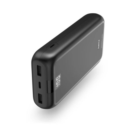 Batterie externe Hama 20 000 mAh - Lithium-polymère - USB-C - USB-A - Charge rapide - 3 ports de sortie - Affichage numérique -