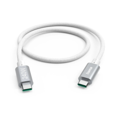 Câble USB-C Hama - Puissance maximale 240 W - Longueur 1,5 m - Vitesse jusqu'à 5 Gbit/s - Double blindage - Blanc