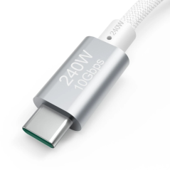 Câble USB-C Hama complet - Puissance maximale 240 W - Longueur 1,5 m - Vitesse jusqu'à 10 Gbit/s - Double blindage - Blanc