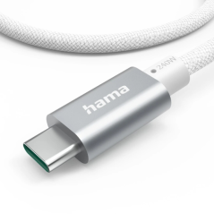 Câble USB-C Hama complet - Puissance maximale 240 W - Longueur 1,5 m - Vitesse jusqu'à 10 Gbit/s - Double blindage - Blanc