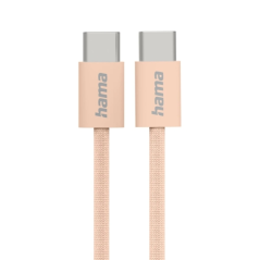 Câble USB-C mâle Hama en tissu - Puissance maximale 60 W - Longueur 1 m - Nylon - Vitesse jusqu'à 480 Mbps - Blindé - Orange