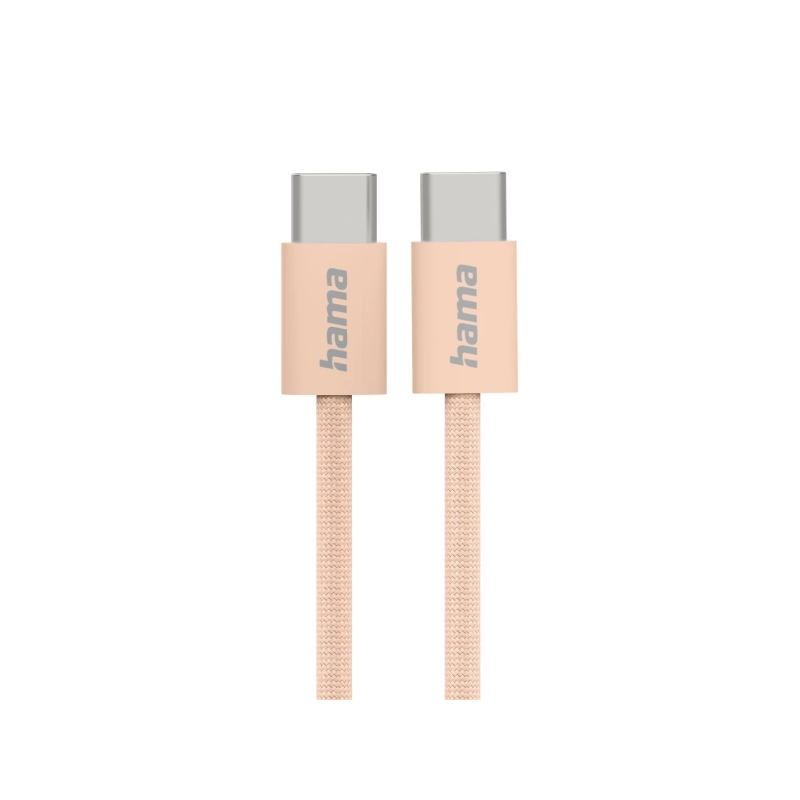 Câble USB-C mâle Hama en tissu - Puissance maximale 60 W - Longueur 1 m - Nylon - Vitesse jusqu'à 480 Mbps - Blindé - Orange