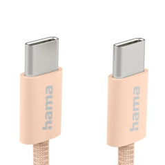 Câble USB-C mâle Hama en tissu - Puissance maximale 60 W - Longueur 1 m - Nylon - Vitesse jusqu'à 480 Mbps - Blindé - Orange
