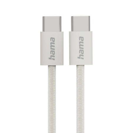 Câble USB-C mâle Hama en tissu - Puissance maximale 60 W - Longueur 1 m - Nylon - Vitesse jusqu'à 480 Mbps - Blindé - Beige