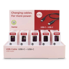 Support d'affichage Hama avec 20 câbles USB - Puissance maximale : 60 W - Longueur : 0,75 m - Vitesse jusqu'à 480 Mbps - Blindé
