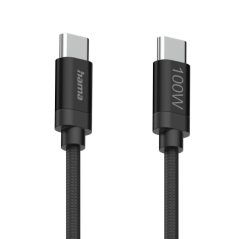Câble USB-C mâle Hama en tissu - Puissance maximale 100 W - Longueur 1,5 m - Nylon - Vitesse jusqu'à 480 Mbps - Double blindage