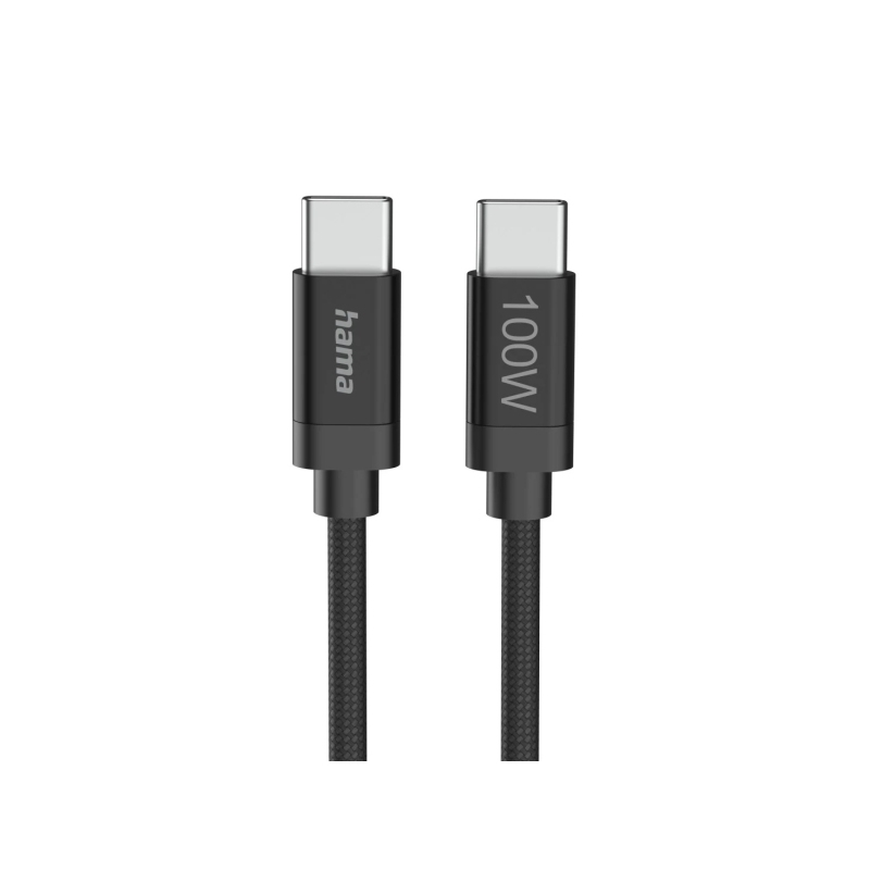 Câble USB-C mâle Hama en tissu - Puissance maximale 100 W - Longueur 3 m - Nylon - Vitesse jusqu'à 480 Mbps - Double blindage -