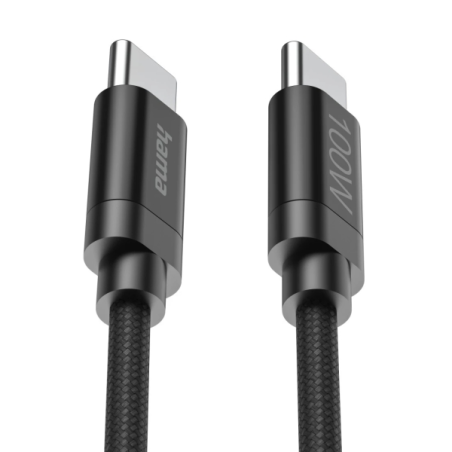 Câble USB-C mâle Hama en tissu - Puissance maximale 100 W - Longueur 3 m - Nylon - Vitesse jusqu'à 480 Mbps - Double blindage -