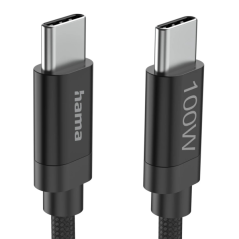 Câble USB-C mâle Hama en tissu - Puissance maximale 100 W - Longueur 3 m - Nylon - Vitesse jusqu'à 480 Mbps - Double blindage -