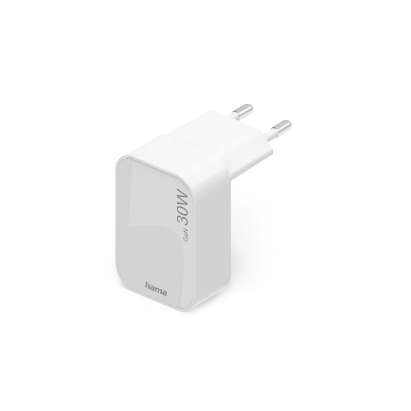 Chargeur mural Hama - 30 W - USB-C - Pliable - Alimentation - GaN - Qualcomm - Blanc