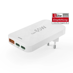 Chargeur mural Hama - Puissance 65 W - 2 ports USB-C - 1 port USB-A - Alimentation - Qualcomm - Blanc
