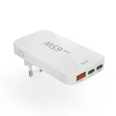 Chargeur mural Hama - Puissance 65 W - 2 ports USB-C - 1 port USB-A - Alimentation - Qualcomm - Blanc