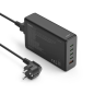 Station de charge USB Hama - Câble 1,5 m - 4 ports USB-C - 1 port USB-A - Alimentation - Qualcomm - Technologie GaN - Dimensions