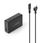 Station de charge USB Hama - 3 ports USB-C - 2 ports USB-A - Câble de 1,5 m - Alimentation - Qualcomm - GaN - Dimensions : 3,1 x