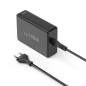 Station de charge USB Hama - 3 ports USB-C - 2 ports USB-A - Câble de 1,5 m - Alimentation - Qualcomm - GaN - Dimensions : 3,1 x