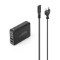 Station de charge USB Hama - Puissance 65 W - 2 ports USB-C - Câble de 1,5 cm - Alimentation - Qualcomm - GaN - Noir