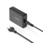 Station de charge USB Hama - Puissance 65 W - 2 ports USB-C - Câble de 1,5 cm - Alimentation - Qualcomm - GaN - Noir