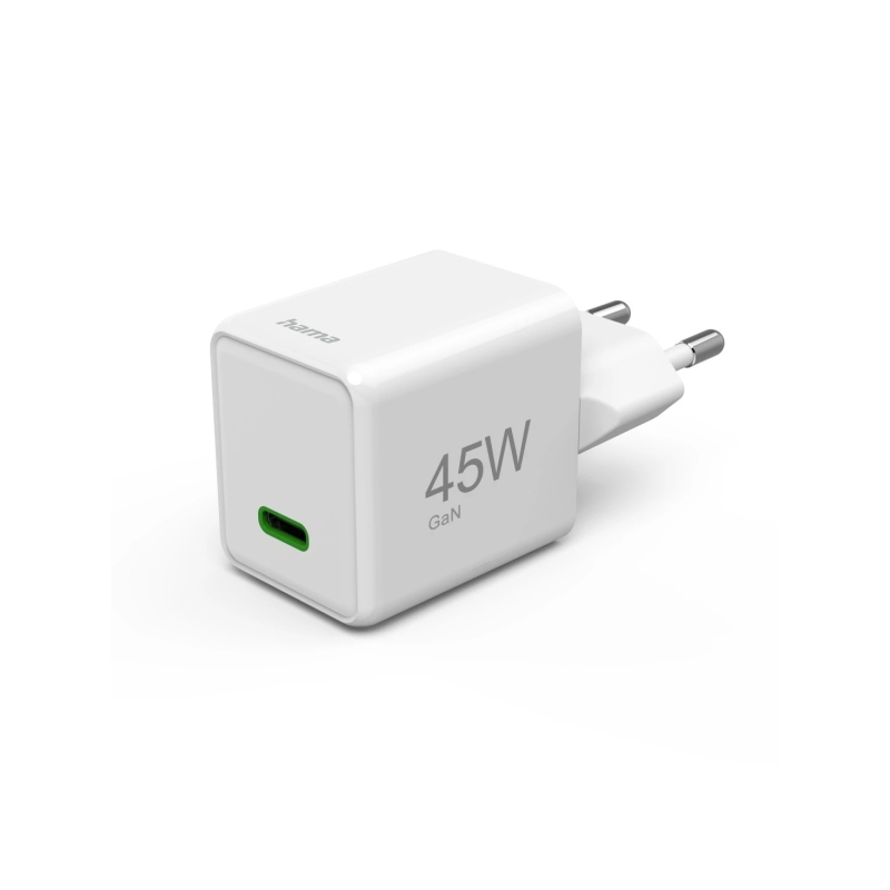 Chargeur mural Hama - Puissance 45 W - USB-C - GaN - Alimentation - Qualcomm - Blanc