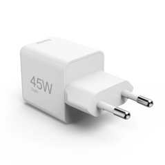 Chargeur mural Hama - Puissance 45 W - USB-C - GaN - Alimentation - Qualcomm - Blanc