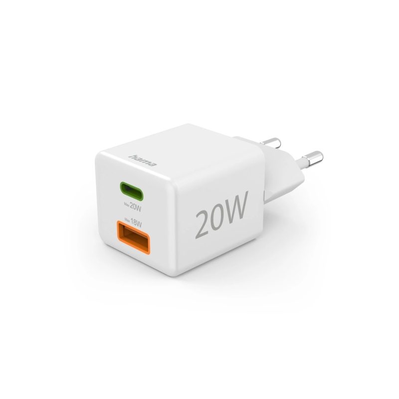 Chargeur mural Hama - USB-C - USB-A - Alimentation - Qualcomm - Blanc