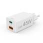 Chargeur mural Hama - Puissance 45 W - USB-C - USB-A - Alimentation - Qualcomm - Blanc