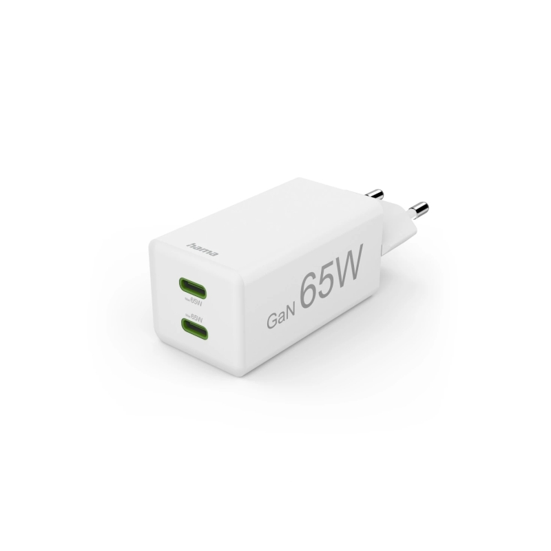 Chargeur mural Hama - Puissance 65 W - USB-C - Technologie GaN - Alimentation - Qualcomm - Technologie GaN - Blanc
