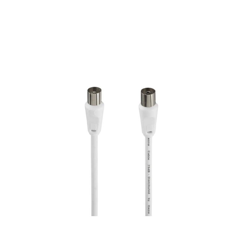 Câble coaxial Hama mâle/femelle pour antenne - Longueur : 10 m - Double blindage - Blindage : 75 dB - Impédance : 75 ohms - Blan