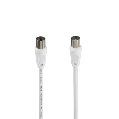 Câble coaxial Hama mâle/femelle pour antenne - Longueur : 10 m - Double blindage - Blindage : 75 dB - Impédance : 75 ohms - Blan